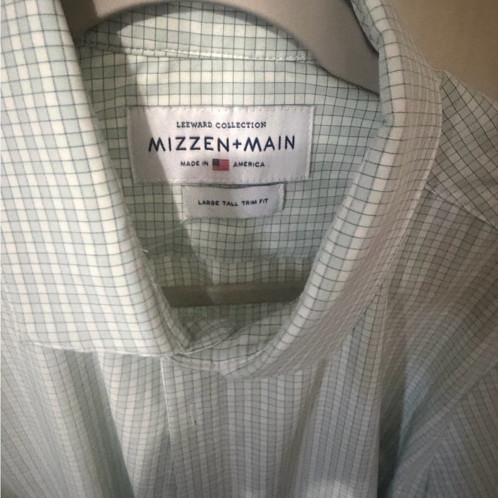 Mizzen+Main Men's Mint Green Windowpane Dress Shirt